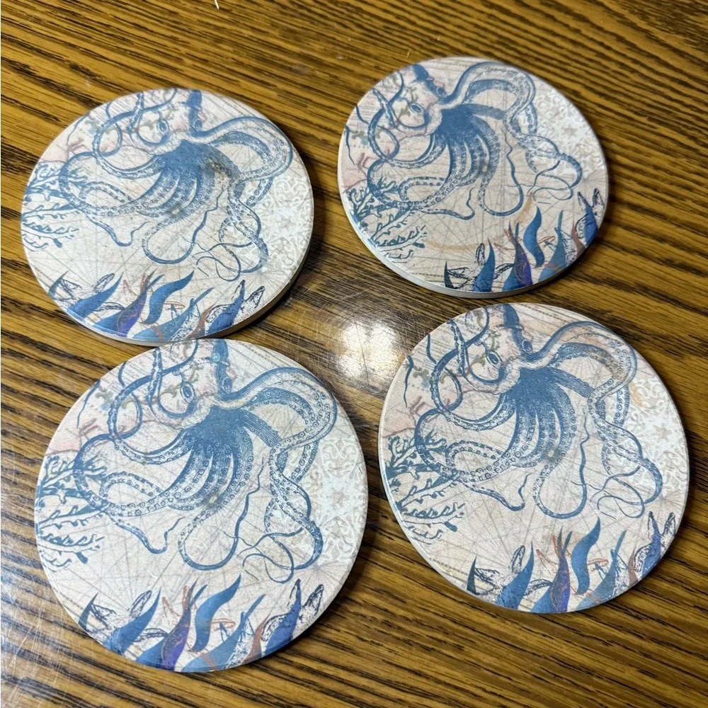 Vintage Set of 4 Octopus Coasters - Picture 1 of 7